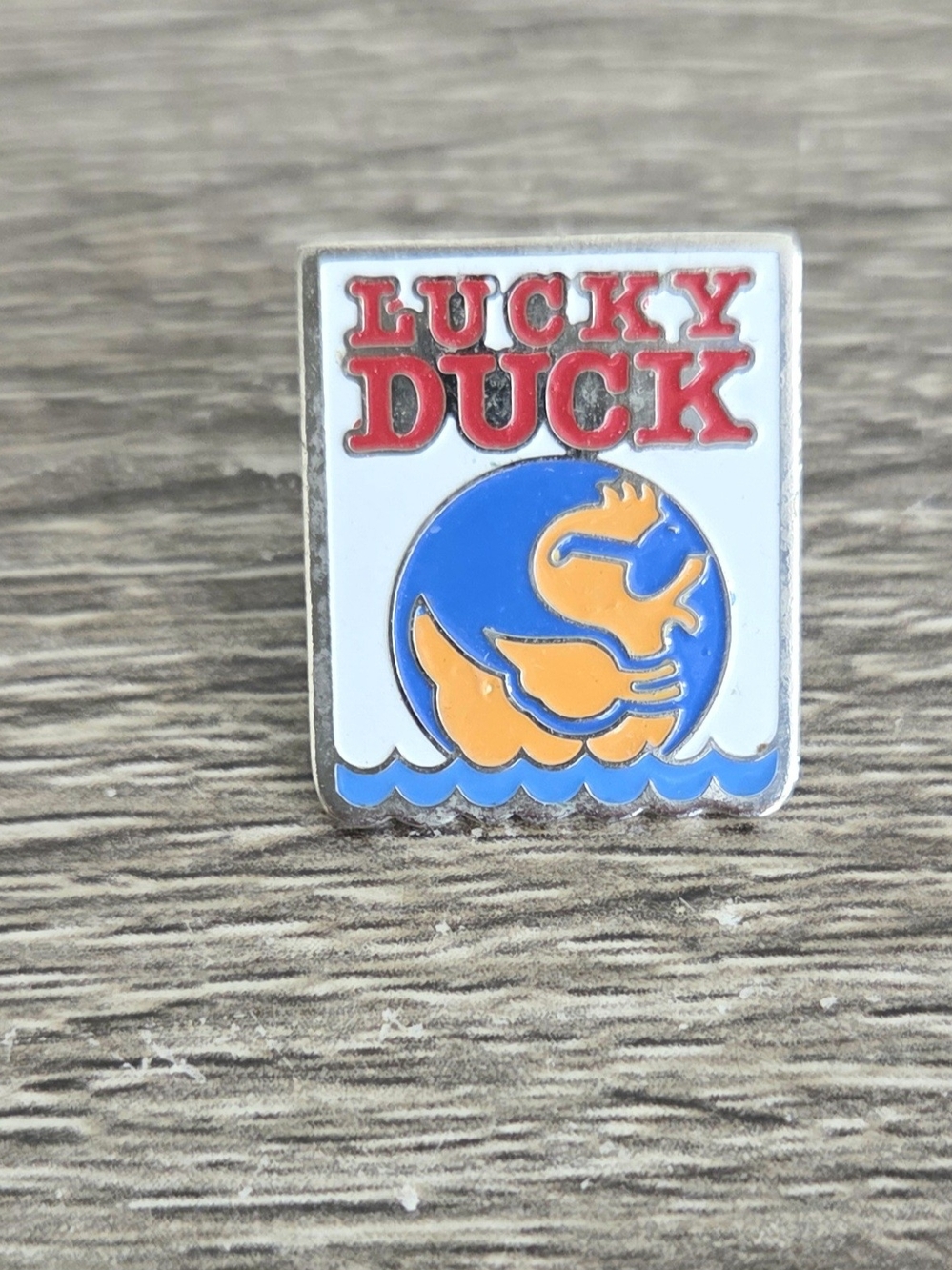 Lucky Duck Rubber Ducky Design Blue Sun Water Collectible Pin 1/8"